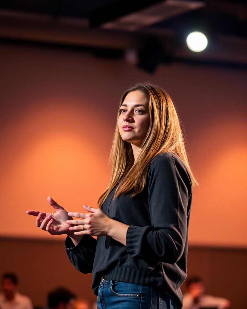 Founder pitching on stage